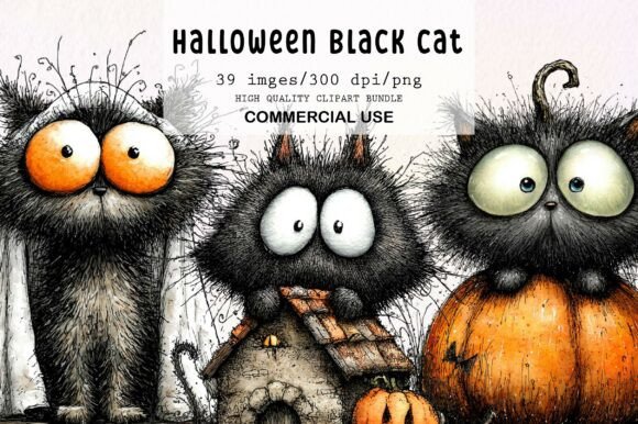 Download Halloween Black Cat Quirky Clipart - Premium Resources
