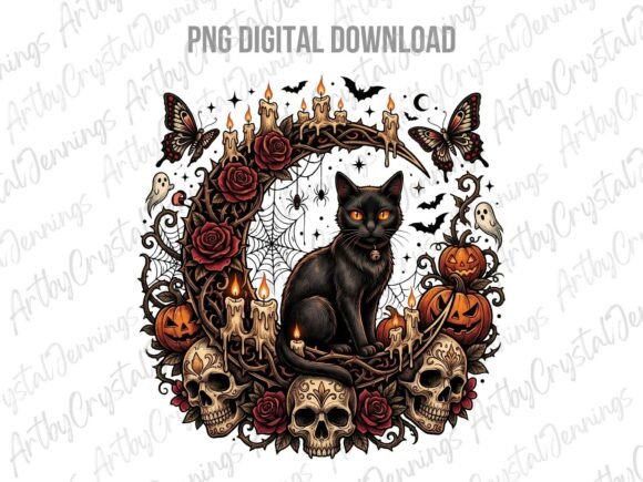 Download Spooky Gothic Black Cat Halloween PNG - Premium Resources